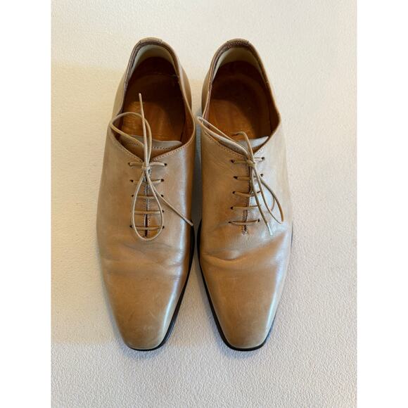 Custom Handcrafted Italian Made Mens Genuine Leather Beige Oxford Sz 40 US (7) - Picture 1 of 6